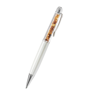 Bernstein-Kugelschreiber, weiß