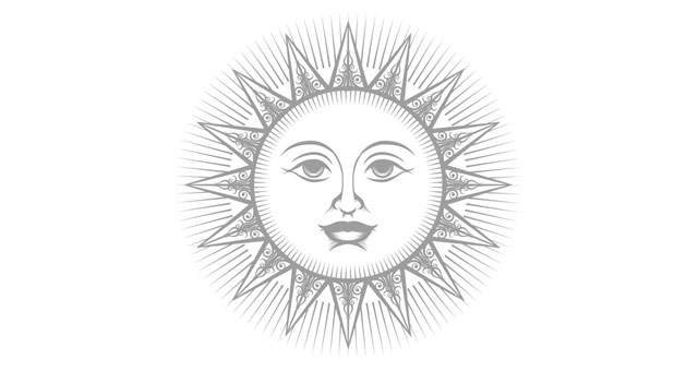 Sonnensymbol mit freundlichem Gesicht