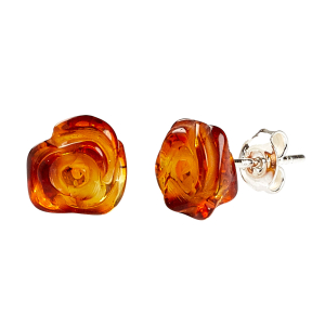 Bernstein-Ohrstecker „Rose“