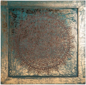 Energiebild „Mandala” mit Grün-Goldverzierung