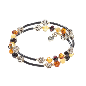 Bernstein-Wickelarmband „Rosen“