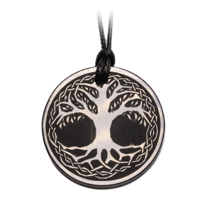 Schungit-Anhänger „Lebensbaum“ mit Baumwollband