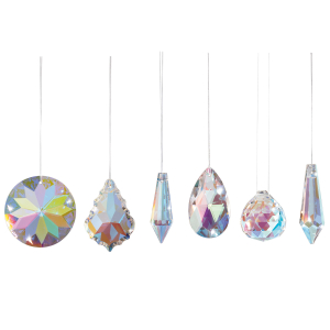 Sonnenfänger-Kristalle „Aurora-Borealis“, 6er Set