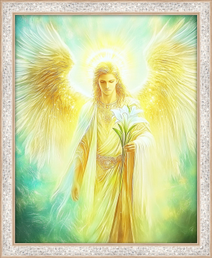 Bergkristall-Energiebild „Erzengel Gabriel“, groß