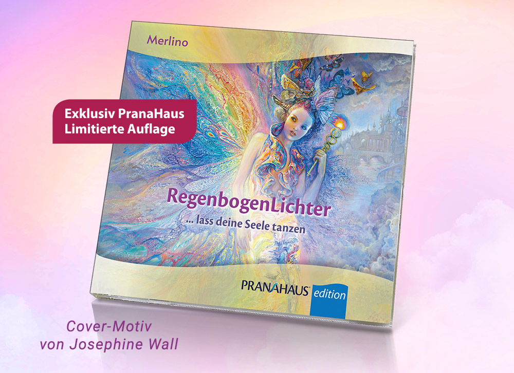 CD "RegenbogenLichter" vor einem rosa Hintergrund