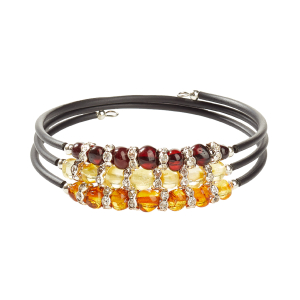 Bernstein-Wickelarmband „Glanzvoller Dreiklang“